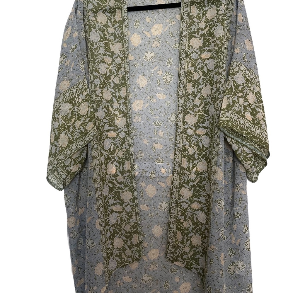 Floral Kimono wrap Cover up Boho Beach Sheer Feminine